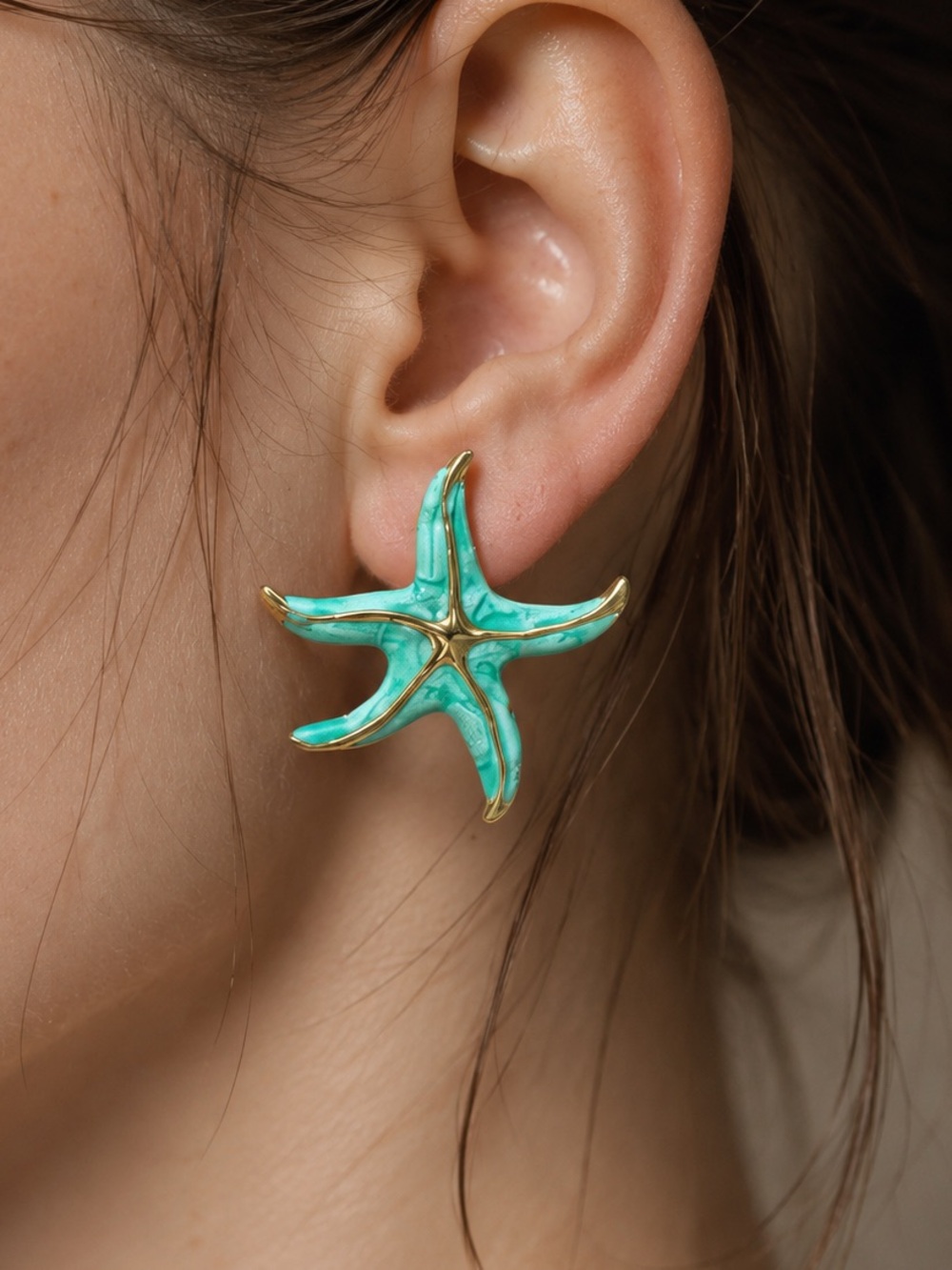 Starfish Gold-Trim Earrings - Women Summer Jewelry